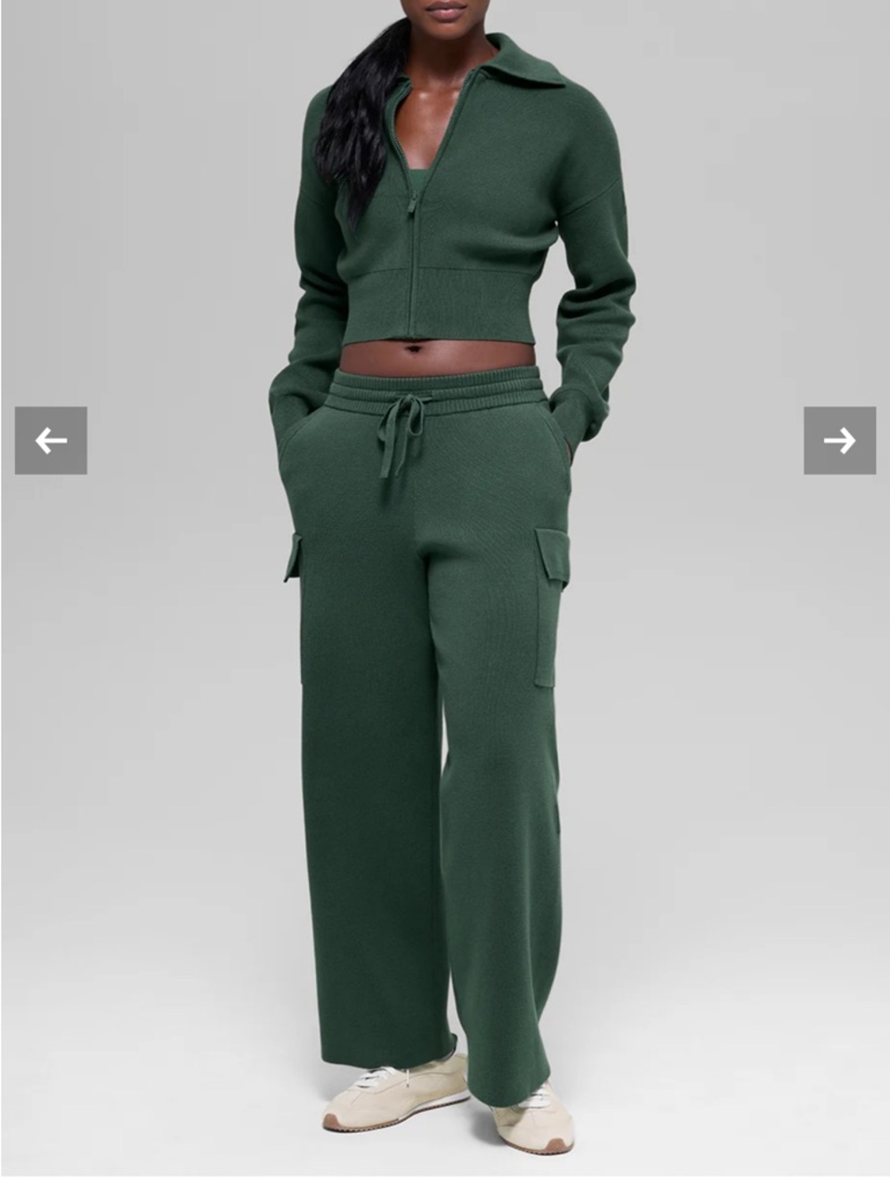 NEW Alo *set jacket + pants* Scholar Knit Cropped Full Zip and High-Waist Cargo